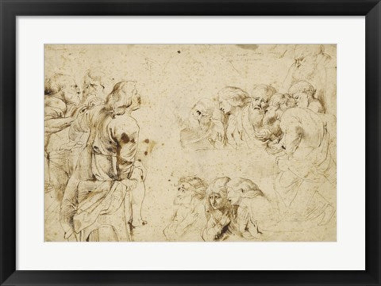 Framed Art Three Groups of Apostles in a Last Supper by Peter Paul Rubens Wall Decor 18x24 Artwork